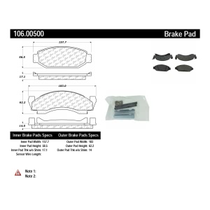 Centric Posi Quiet™ Extended Wear Semi-Metallic Front Disc Brake Pads for 1985 Ford F-250 - 106.00500