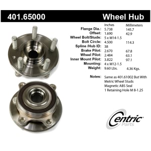 Centric Premium™ Front Driver Side Driven Wheel Bearing and Hub Assembly for Lincoln MKT - 401.65000