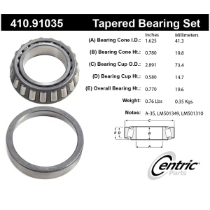 Centric Premium™ Front Passenger Side Outer Wheel Bearing and Race Set for Ford Bronco - 410.91035