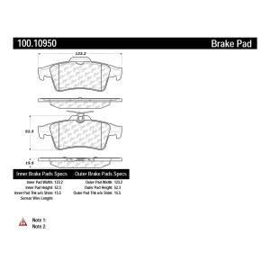 Centric Formula 100 Series™ OEM Brake Pads for 2018 Ford EcoSport - 100.10950